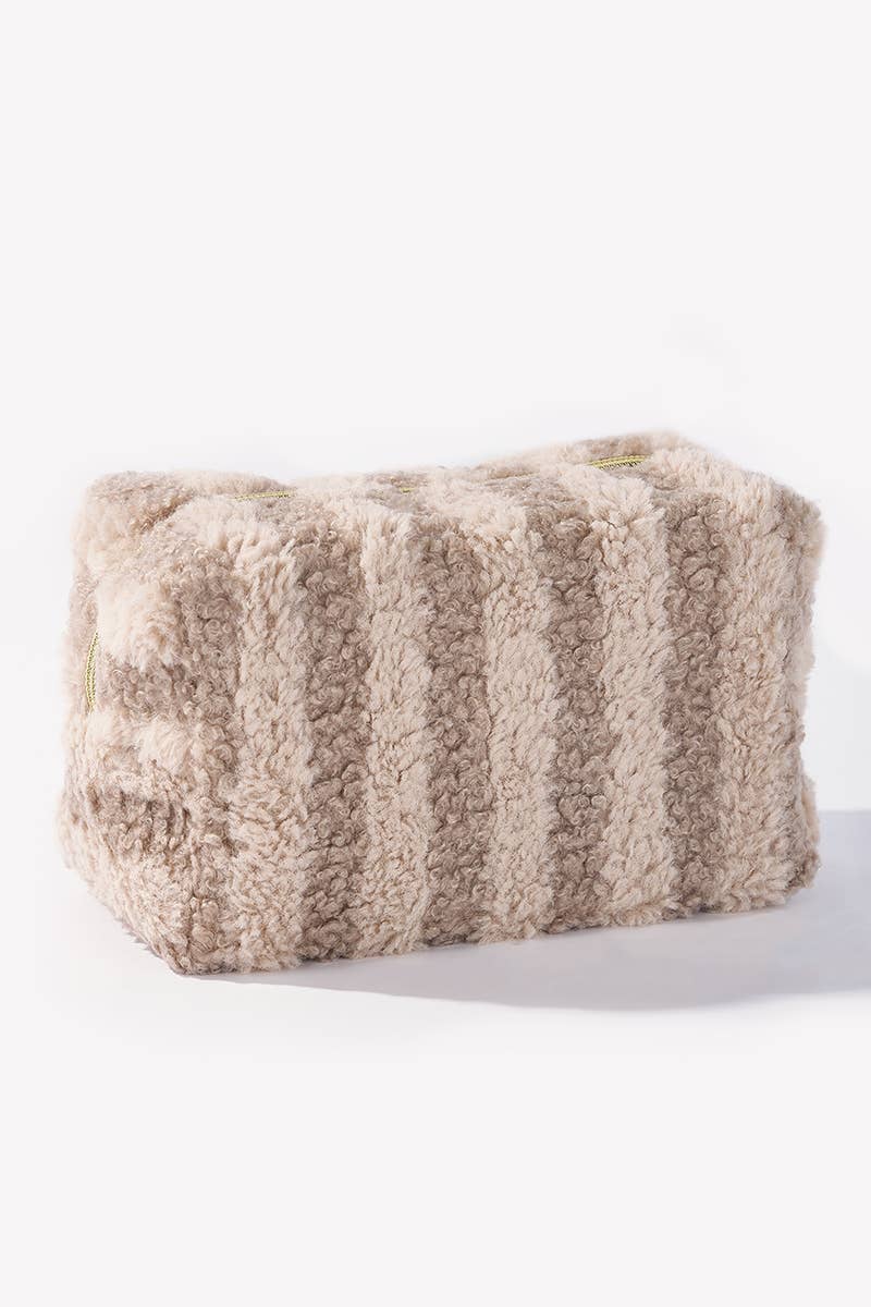 Trousse à maquillage Teddy rectangulaire à rayures