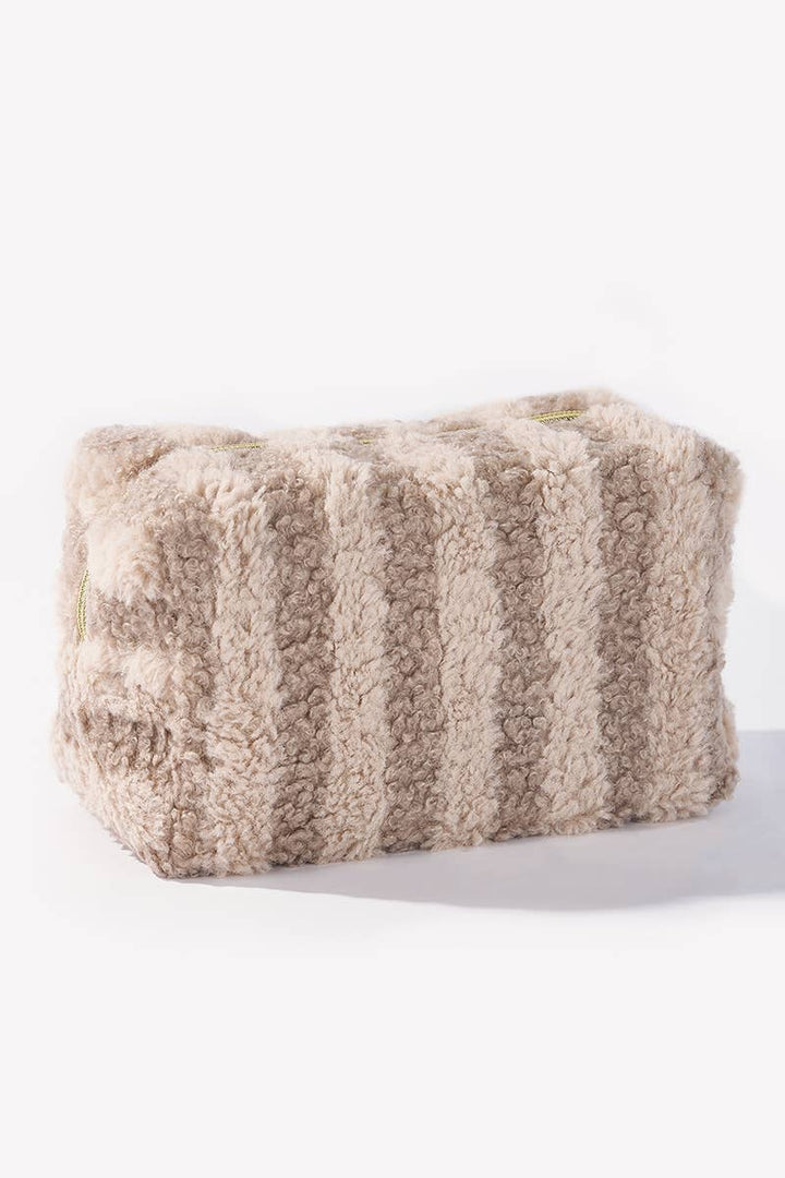 Trousse à maquillage Teddy rectangulaire à rayures