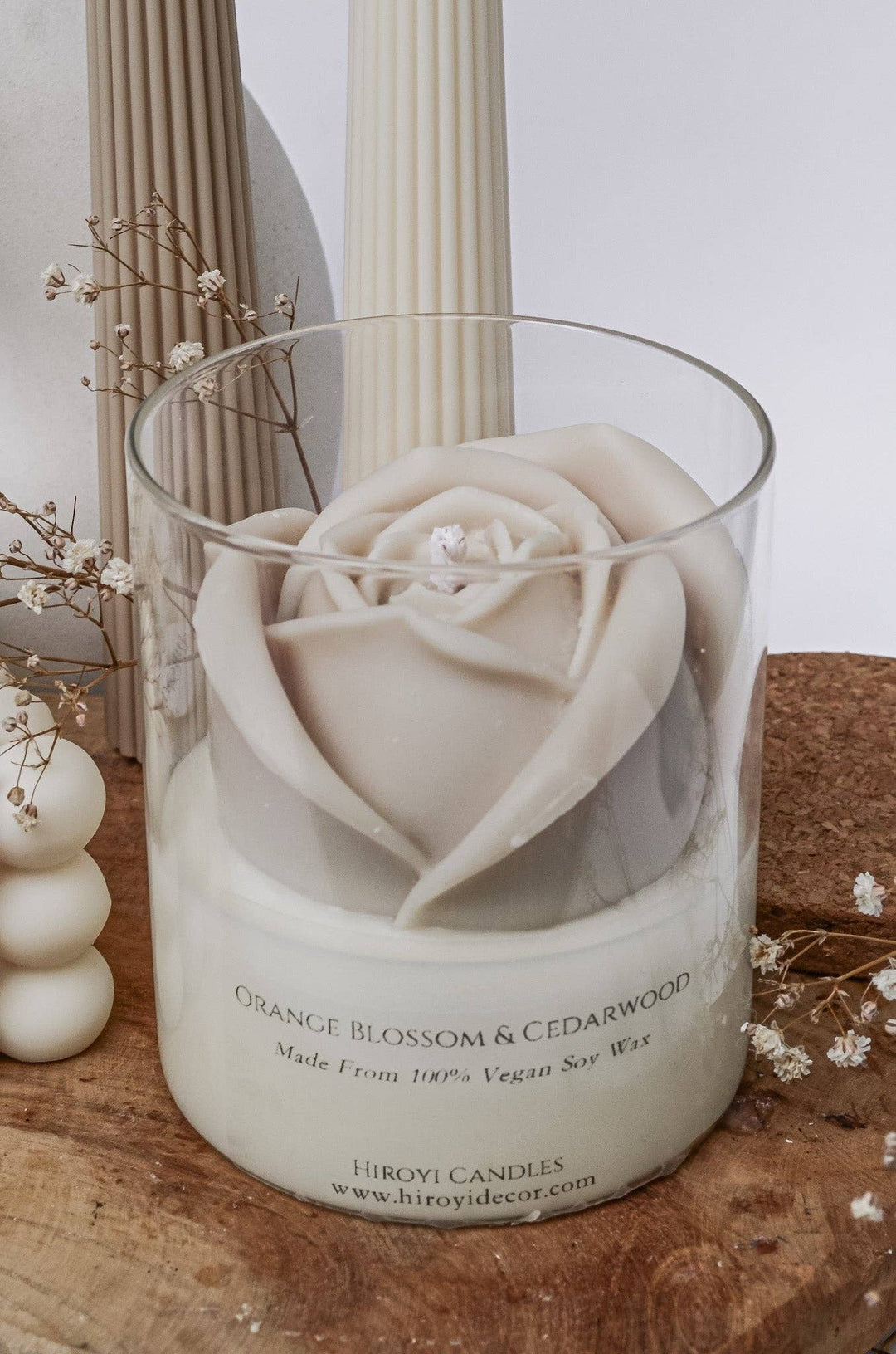 Bougie parfumée aux roses beiges