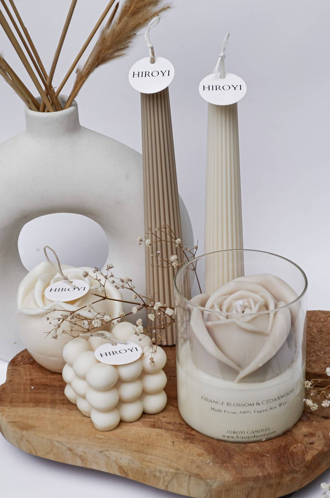 Bougie parfumée aux roses beiges